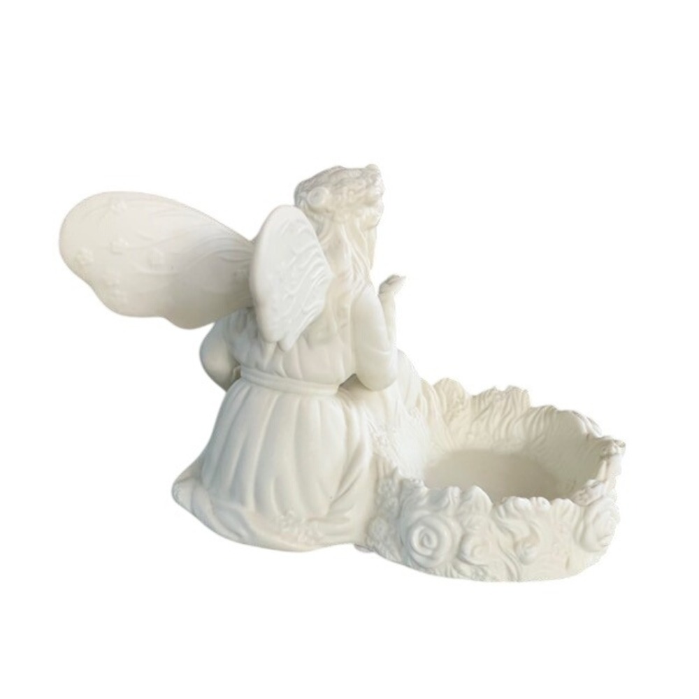 Vintage PartyLite Ariana's Garden Fairy Porcelain Candle Holder Set Bisque - Picture 10 of 16